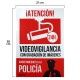 Cartel Alarma Conectada Aviso a Policia 21x 30 (Alt.) cm.