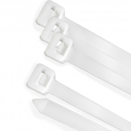 Brida Nylon 100%. Color Blanco / Natural 7,5 x 450 mm. 100 Piezas. Abrazadera Plastico, Organizador Cables, Alta Resistencia