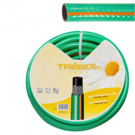 Manguera Verde Trebol Trenzado 15 mm. - 5/8" Rollo 50 Metros