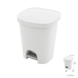 Cubo Basura Con Pedal 25 Litros Plastico Blanco