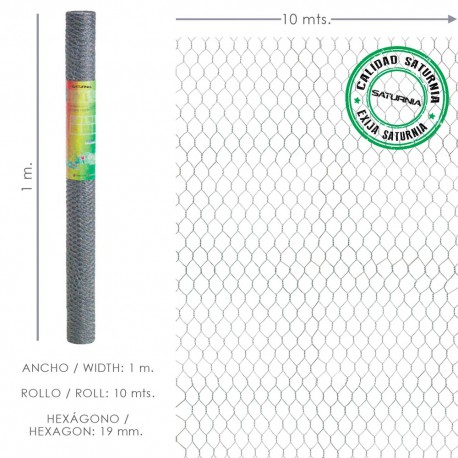 Enrejado Triple Torsion 19 / Ancho 100 cm. Rollo 10 Metros Uso Domestico