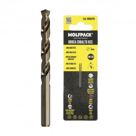 Broca Cobalto Hss Cilindrica 1,00 mm. Blister 2 Unidades.