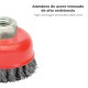 Cepillo Taza Con Alambre De Acero Trenzado Rosca M14, Ø 75 mm. Alambre de Ø 0,50 mm.