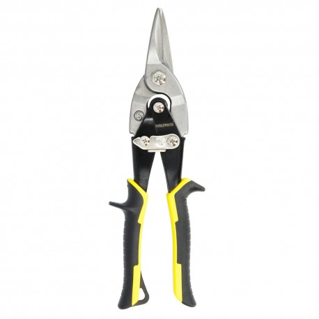 Tijeras Chapa Corte Central 250 mm. Hoja Acero Al Carbono, Mangos Engomados, Con Dientes Serrados, Cortachapa, Tijera Aviacion